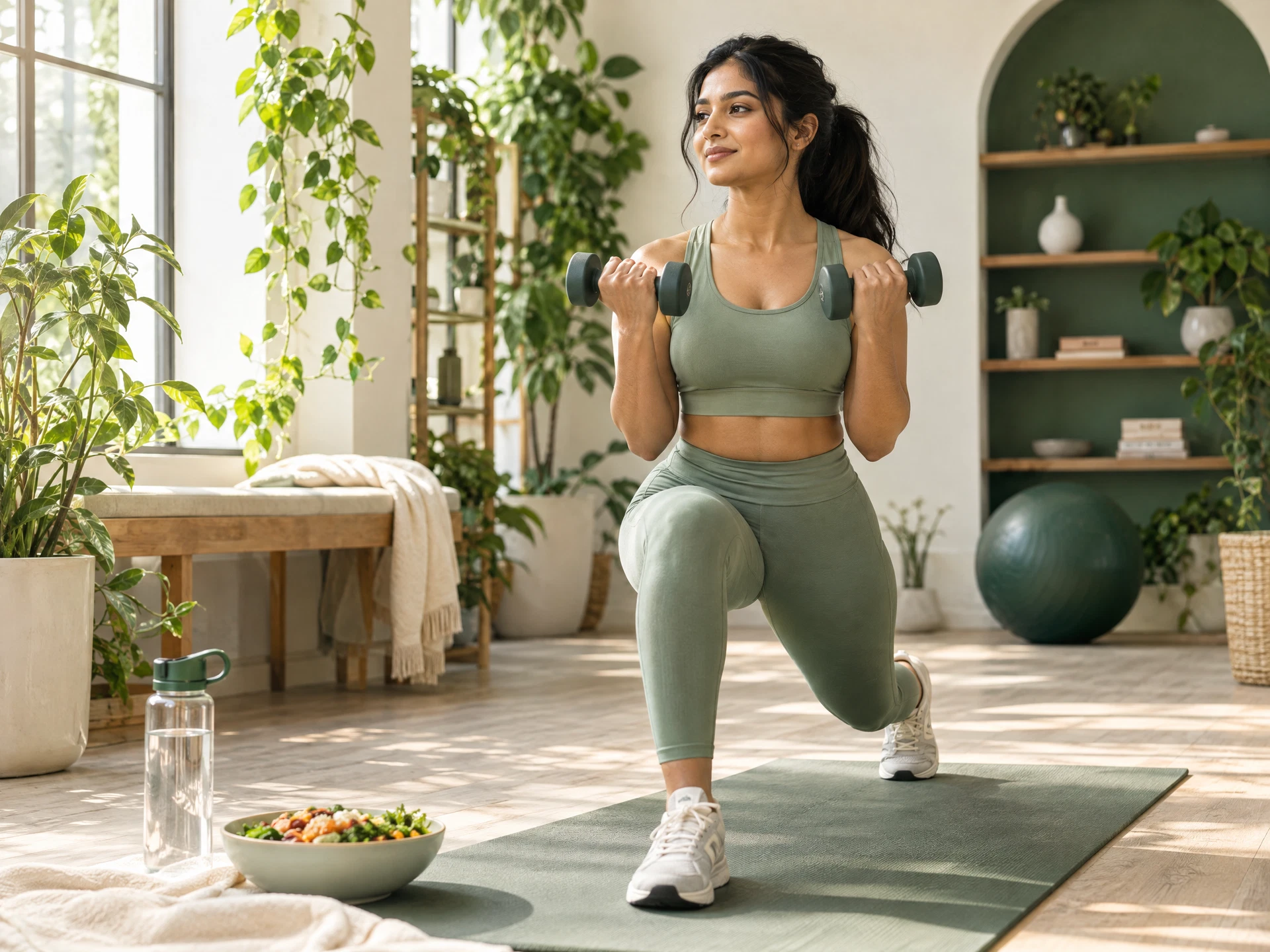 Woman strength training for weight management
